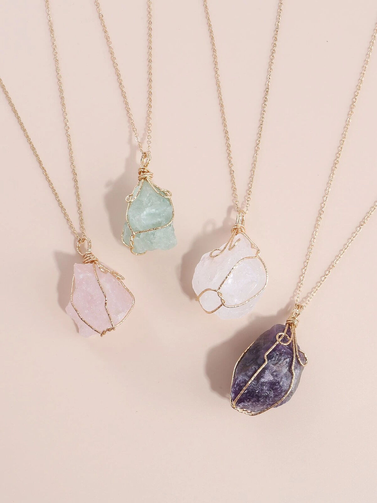 Natural Gemstone Necklace Chakra Stone Pendant Energy Healing Crystal