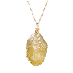 Natural Gemstone Necklace Chakra Stone Pendant Energy Healing Crystal
