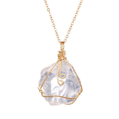 Natural Gemstone Necklace Chakra Stone Pendant Energy Healing Crystal