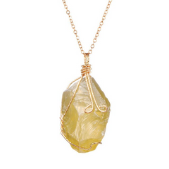 Natural Gemstone Necklace Chakra Stone Pendant Energy Healing Crystal