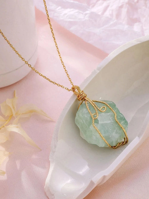 Natural Gemstone Necklace Chakra Stone Pendant Energy Healing Crystal