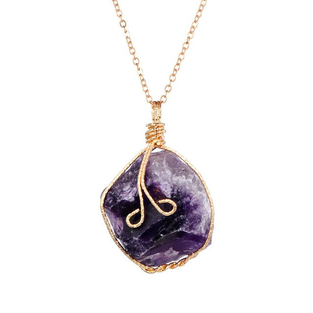 Natural Gemstone Necklace Chakra Stone Pendant Energy Healing Crystal