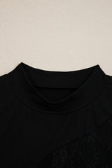 Plus Size Lace Patchwork Cutout Long Sleeve Top