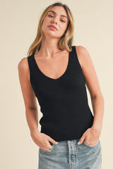 Aemi + Co Ribbed Wide Strap Knit Tank