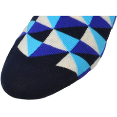 Men's Dress Casual 2 Pair Pack Combed Cotton Crew  Geometric Pattern