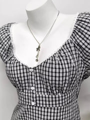 Plaid Short Sleeve Blouse