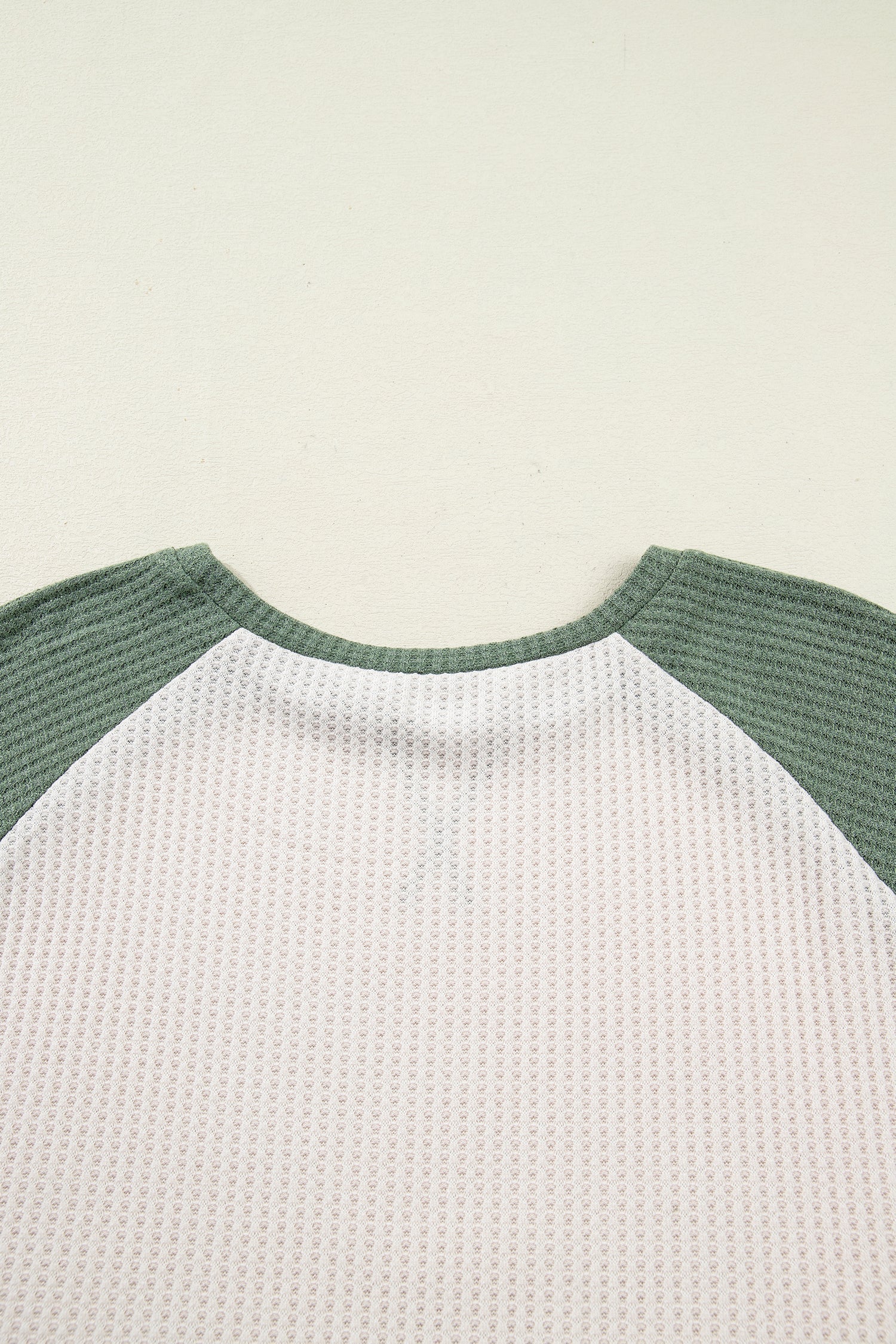 Plus Size Colorblock Waffle Knit Long Sleeve Top