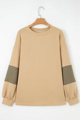 Plus Size Reverse Seam Patchwork Drop Shoulder Top