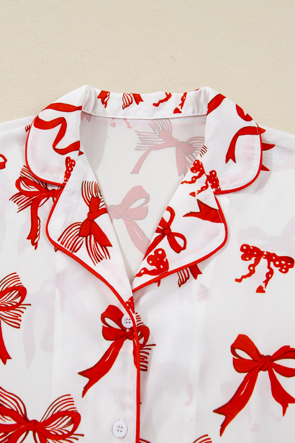 Christmas Bow Top and Pants Pajama Set