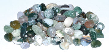 Azure Green GCTAGAMB 1 lbs Agate, Moss Tumbled Chips - 7-9 mm