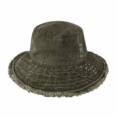 Wide Brim Frayed Bucket Hat for Summer – Lightweight Cotton Sun Hat