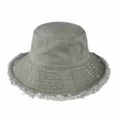Wide Brim Frayed Bucket Hat for Summer – Lightweight Cotton Sun Hat