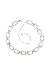 "CHAINED" Silver Rectangular Waist Chain Belt
