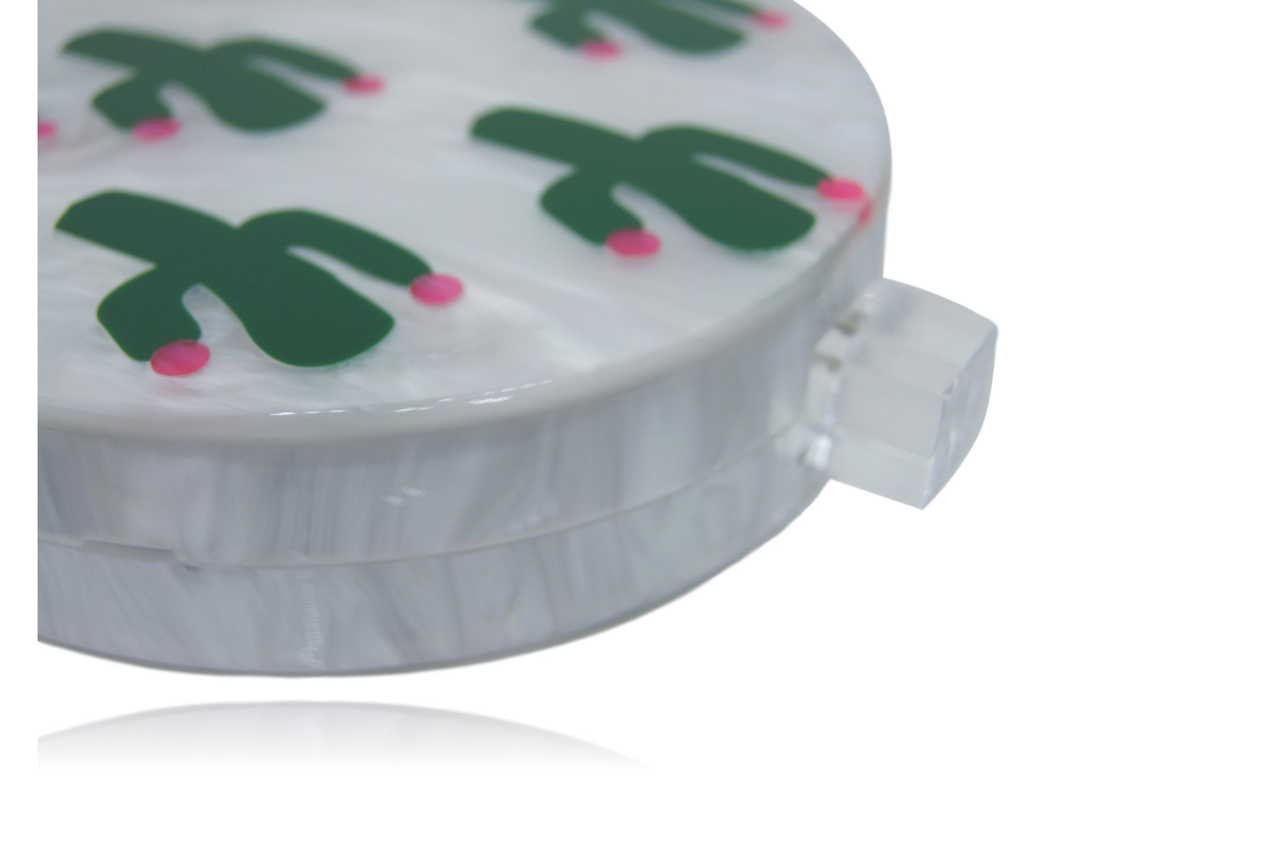 Round Tropical Acrylic Box Clutch
