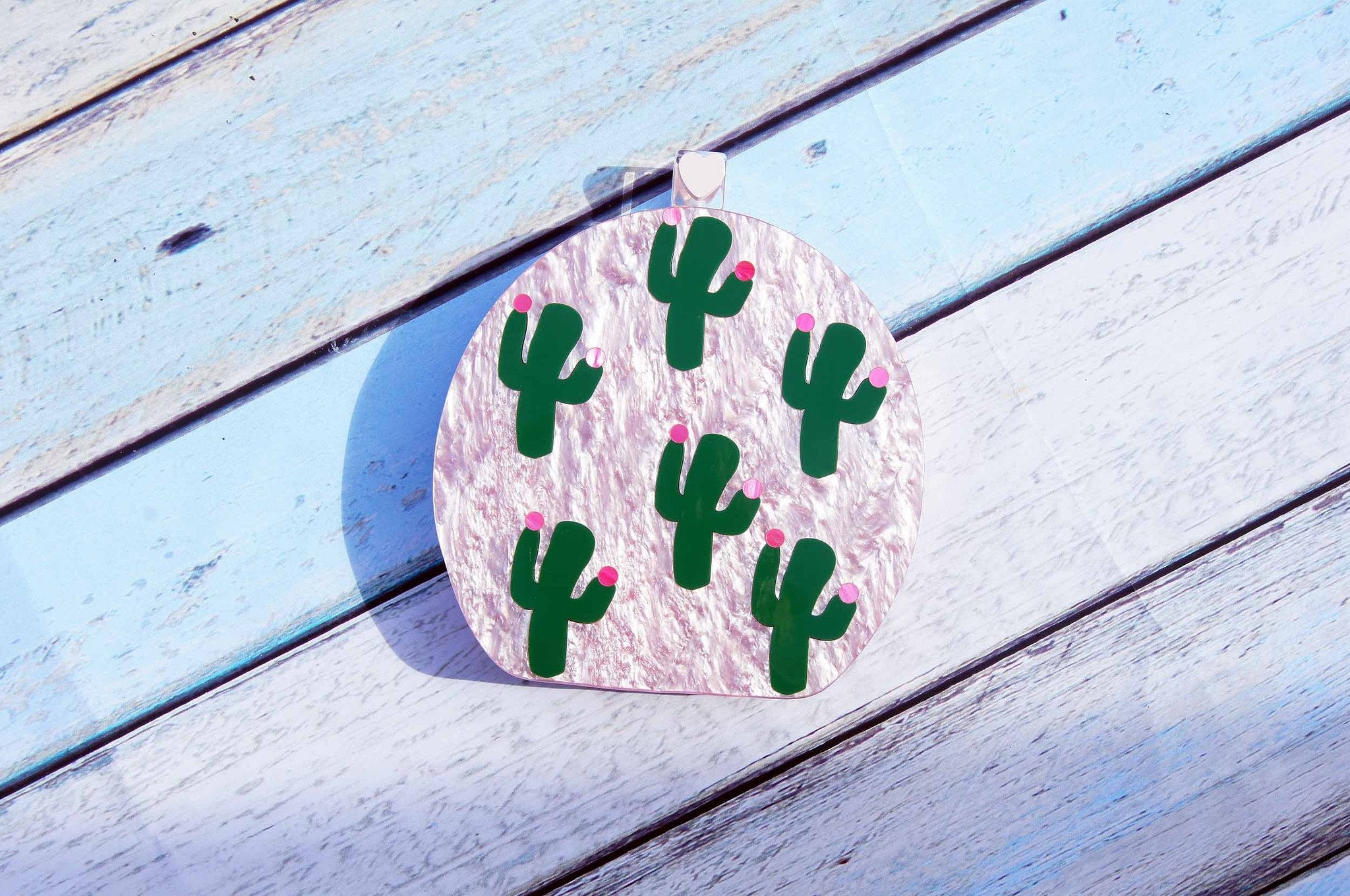 Round Tropical Acrylic Box Clutch