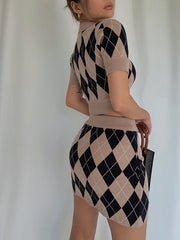 Argyle Buttoned Knit Set
