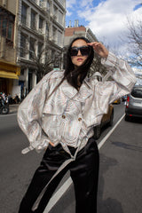 Jacqueline Bomber Jacket in Beige – Stylish Women's Bomber Coat