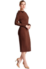 Josefa Asymmetric Dress -  Long sleeve convertible midi dress with