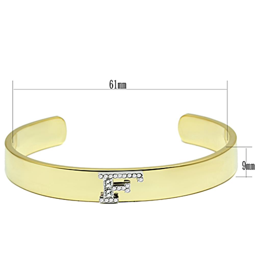 LO2575 - Gold+Rhodium White Metal Bangle with Top Grade Crystal  in