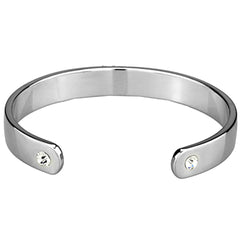 LO3623 - Reverse Two-Tone White Metal Bangle with Top Grade Crystal