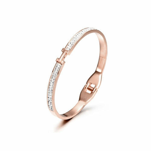 Thin H-Shaped CZ Bangle