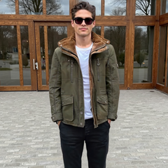 Mens Hooded Winter Parka Coat with Inner Fleece