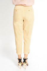 Pleated Beige Capri Pants