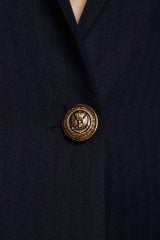 Navy Peak-Lapels Single-Breasted Blazer – Women’s Tailored Jacket
