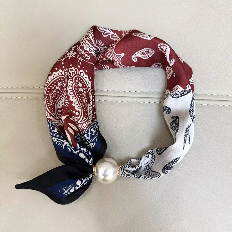 1/2PCS Elegant Pearl Tail Magnetic Clasp Scarf Summer New Versatile