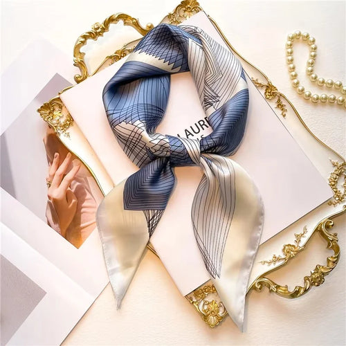 SIMPLEJEWEL 70cm Silk Square Scarf Women Satin Bandana Print Scarves