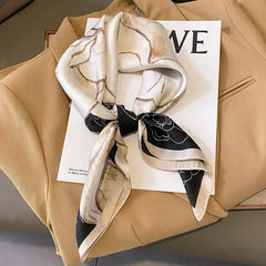 Neckerchief Female Luxury Square Scarf for Women Silk Feeling Shawl