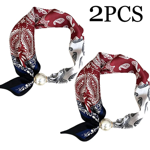 1/2PCS Elegant Pearl Tail Magnetic Clasp Scarf Summer New Versatile