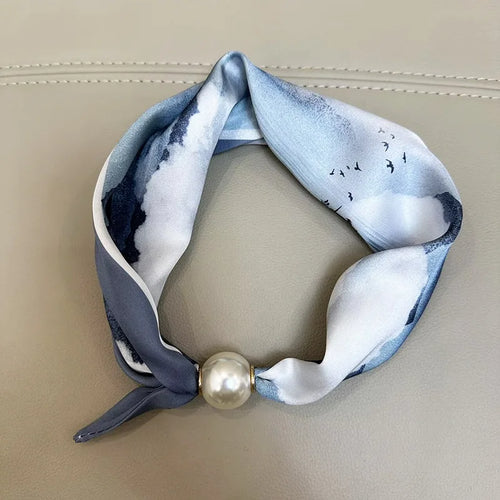 1/2PCS Elegant Pearl Tail Magnetic Clasp Scarf Summer New Versatile