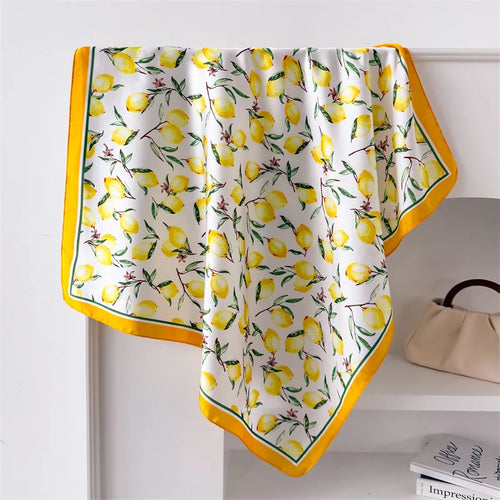 Neckerchief Female Luxury Square Scarf for Women Silk Feeling Shawl