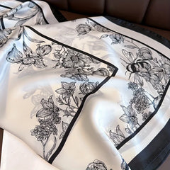 70*70cm Luxury Floral Print Silk Square Scarf Women Foulard Hairband