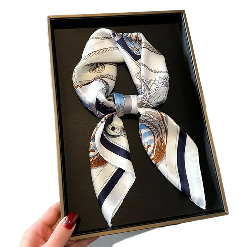 Neckerchief Female Luxury Square Scarf for Women Silk Feeling Shawl
