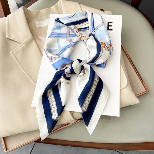 Neckerchief Female Luxury Square Scarf for Women Silk Feeling Shawl