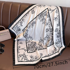 70*70cm Luxury Floral Print Silk Square Scarf Women Foulard Hairband