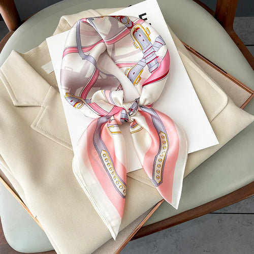 Neckerchief Female Luxury Square Scarf for Women Silk Feeling Shawl
