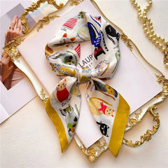 SIMPLEJEWEL 70cm Silk Square Scarf Women Satin Bandana Print Scarves