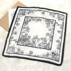 70*70cm Luxury Floral Print Silk Square Scarf Women Foulard Hairband