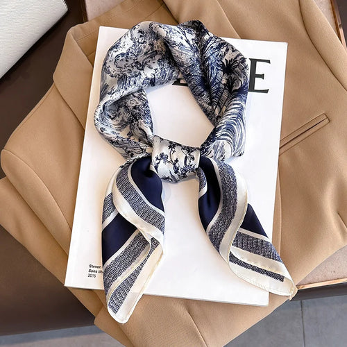 Neckerchief Female Luxury Square Scarf for Women Silk Feeling Shawl