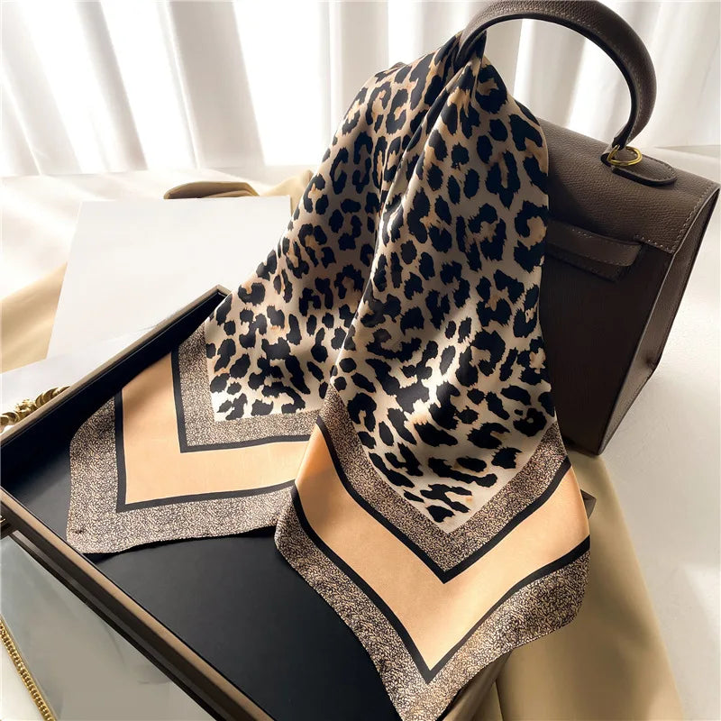 Neckerchief Female Luxury Square Scarf for Women Silk Feeling Shawl