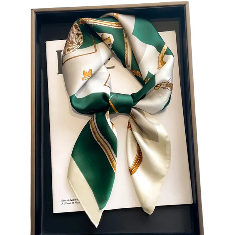 Neckerchief Female Luxury Square Scarf for Women Silk Feeling Shawl