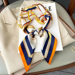 Neckerchief Female Luxury Square Scarf for Women Silk Feeling Shawl
