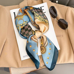 Neckerchief Female Luxury Square Scarf for Women Silk Feeling Shawl