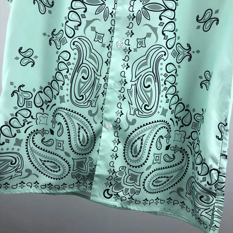 Vintage Cashew Flowers Print Short-sleeved Shirt Set