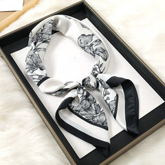 70*70cm Luxury Floral Print Silk Square Scarf Women Foulard Hairband