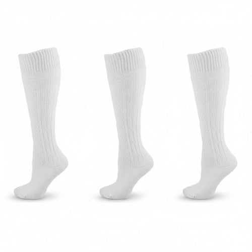 Classic Cable Knit Acrylic Knee High Socks 3 Pair Packs