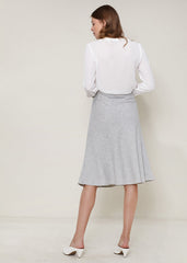 Ro & De Women's High Waisted Wool Knit Midi Skirt In Heather Grey